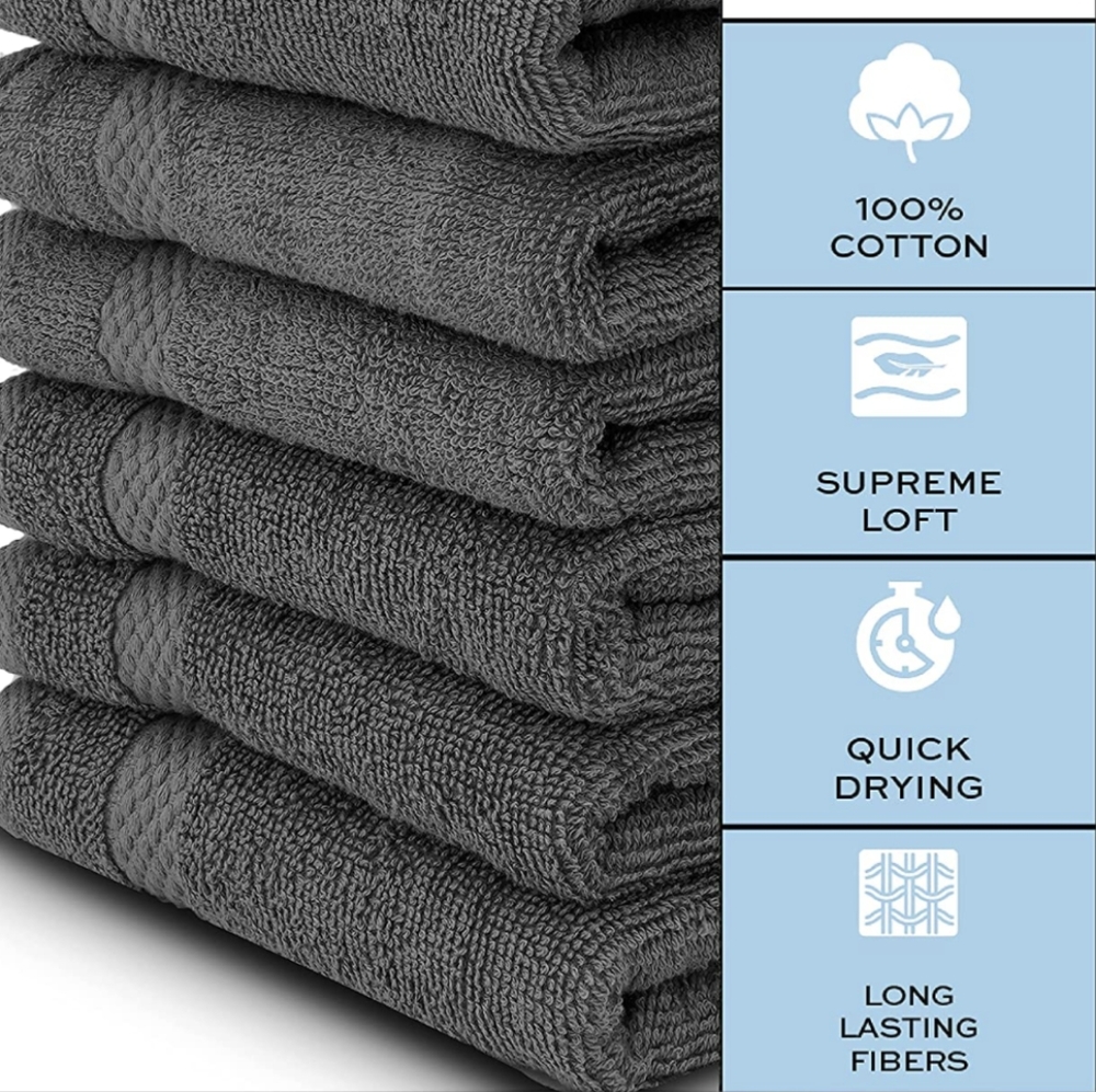 White Classic Luxury Cotton Washcloths - Bathroom Face Towel | 12 pack